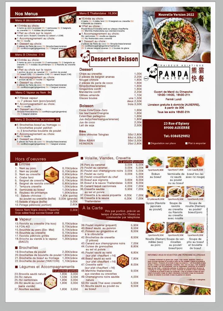 PANDA TRAITEUR - Menu Image 1